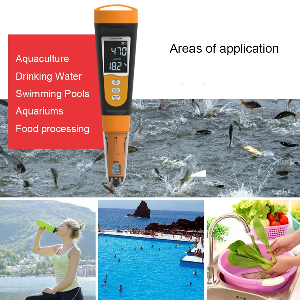 3-In-1 PPM Meter High Accuracy TDS Temperature and EC Meter TDS Water Quality Testing Pen 0-9999ppm for Drinking Water Aquariums