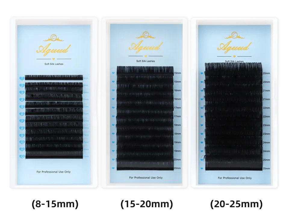 AGUUD 10 Trays J B Wimpernverlängerungen, Einzelne Matte Schwarze Seidenwimpern, Professionelle Russische Volumen-Wimpern, Reguläre Klassische Wimpern – Detail 24
