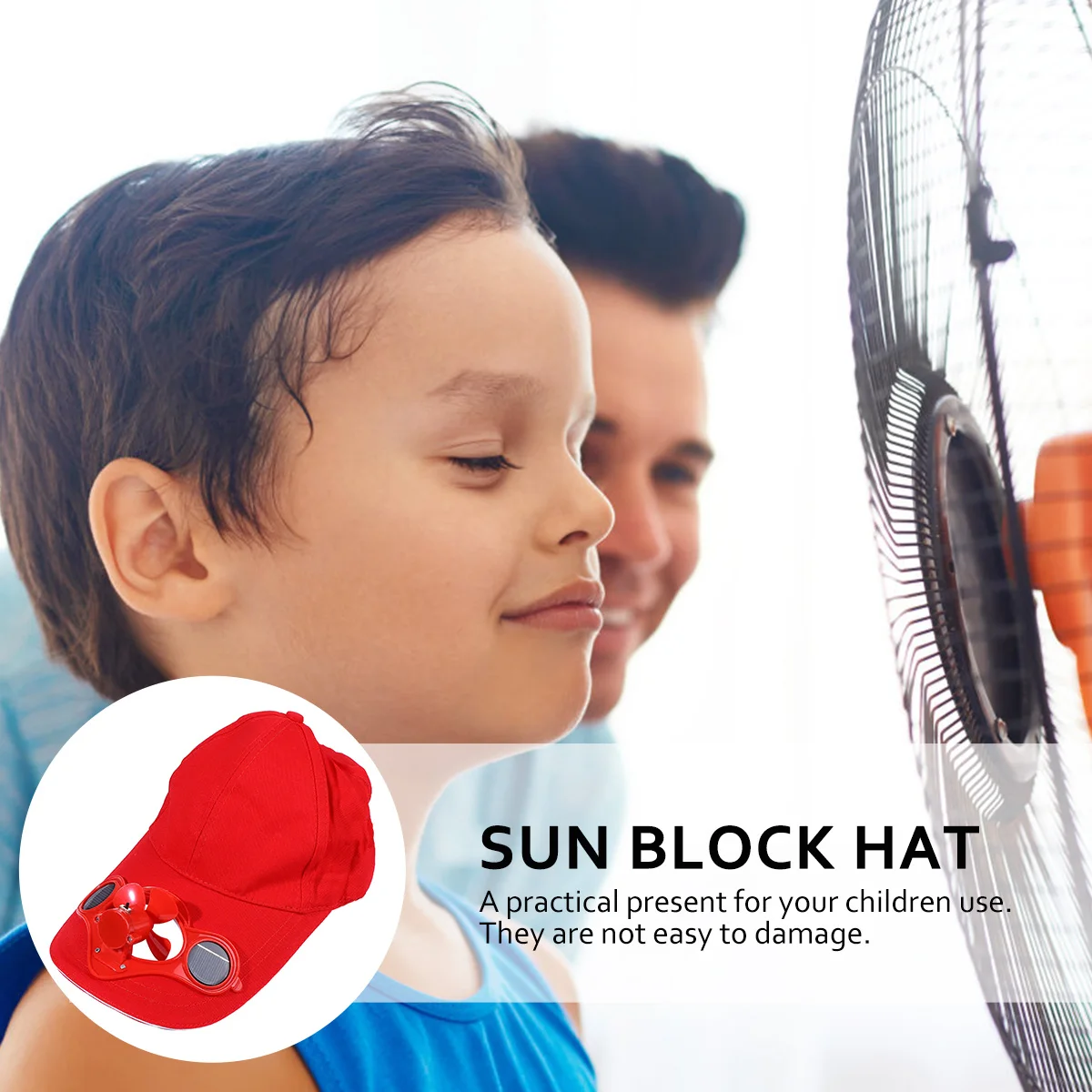 

Kids Sun Block Cap Fan with Energy Children Cap Storage Hat Fan Cool Child Hat
