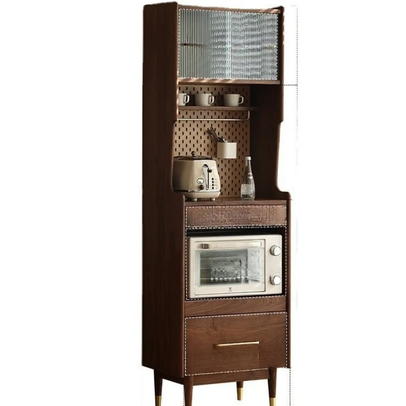 

Solid wood dining side cabinet, modern simple log shelf, Japanese storage cabinet, kitchen microwave oven cabinet