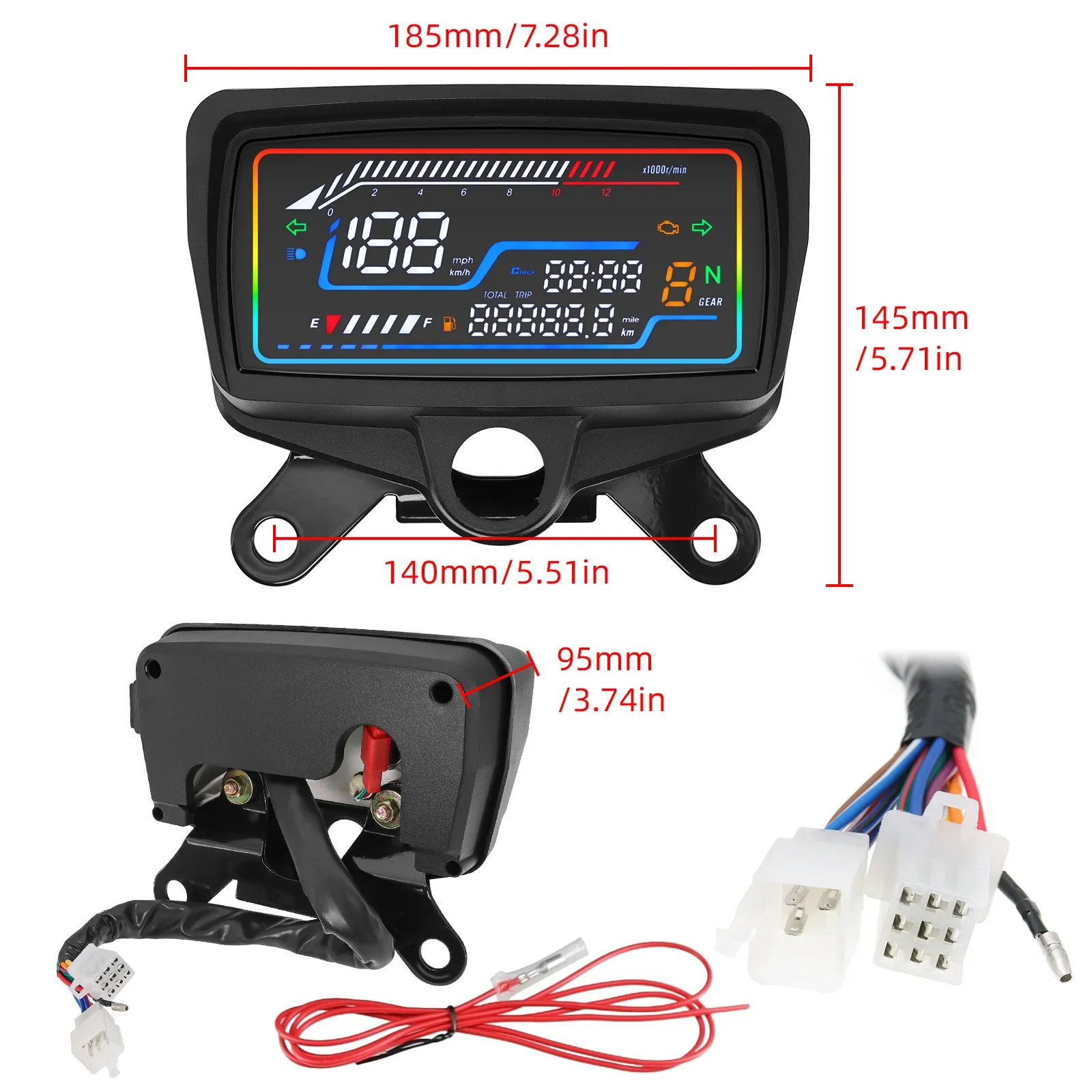 For Honda CG125 CG150 Digital Motorcycle Instrument 0-12000R/min Speedometer Tachometer Odometer TRIP Fuel Meter Clock Assembly