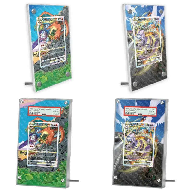 

Pokemon PTCG Charizard Mewtwo Acrylic Extended Painting Stuck Brick Anime Classics Game Collection Card Display Stand