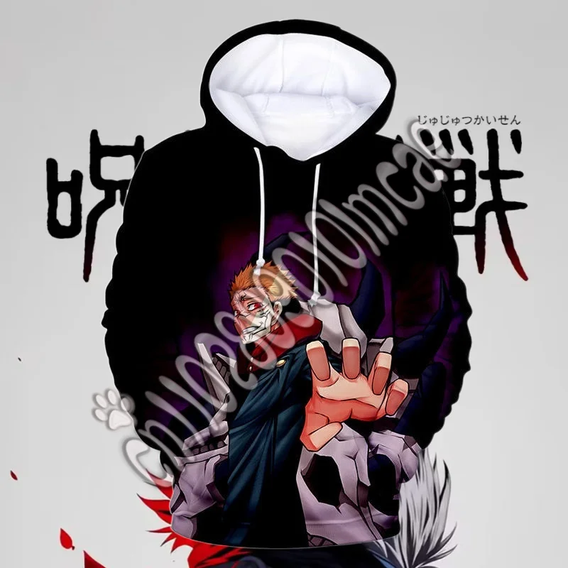 أنيمي مانغا Jujutsu Kaisen نمط الرجال هوديي Satoru Gojo البلوز ثلاثية الأبعاد طباعة الرجال هوديي سترة أنيقة على الموضة جديد ملابس للرجال