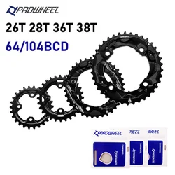 PROWHEEL 104/64BCD MTB Bicycle Sprockets Double Chainwheel 26T 28T 36T 38T Chainring Mountain Bike Crankset Tooth Plate Parts