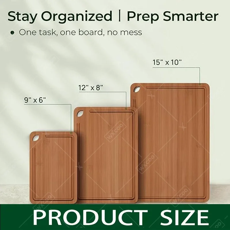 WXCOO 1 ~ 3 قطعة مجموعة ألواح تقطيع الخيزران متعددة الأغراض ألواح تقطيع المطبخ للحوم الخضار الفواكه لوح تقطيع الخيزران السميك