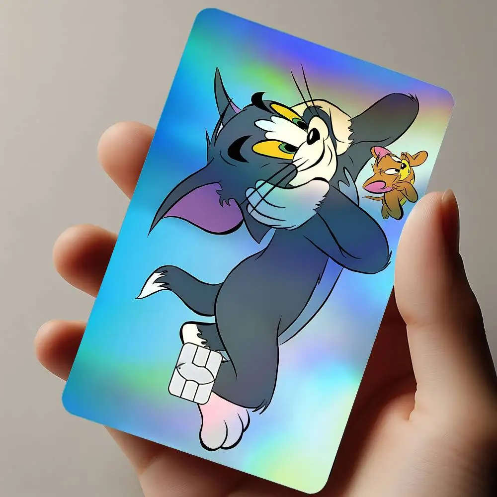 Funny T-TomS Cat And J-Jerry Holographic Sticker Laser Film Shinny Skin For Debit Credit Bank Card view 4