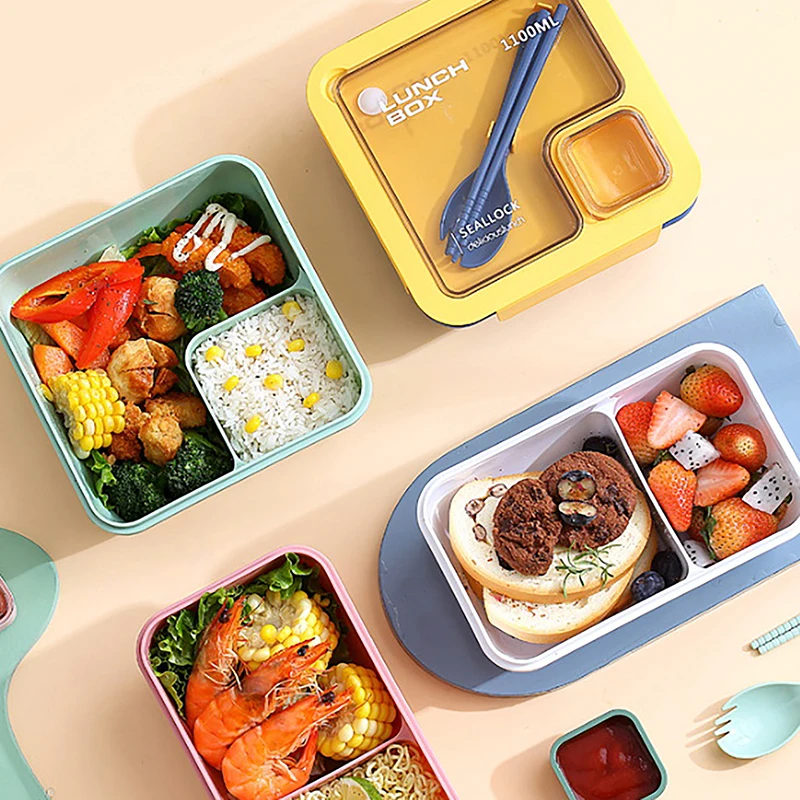 Lunch Box Portable Lunch Bags For Office Worker School Children Bento Box With Tableware Complete Kit Microwavable Heating