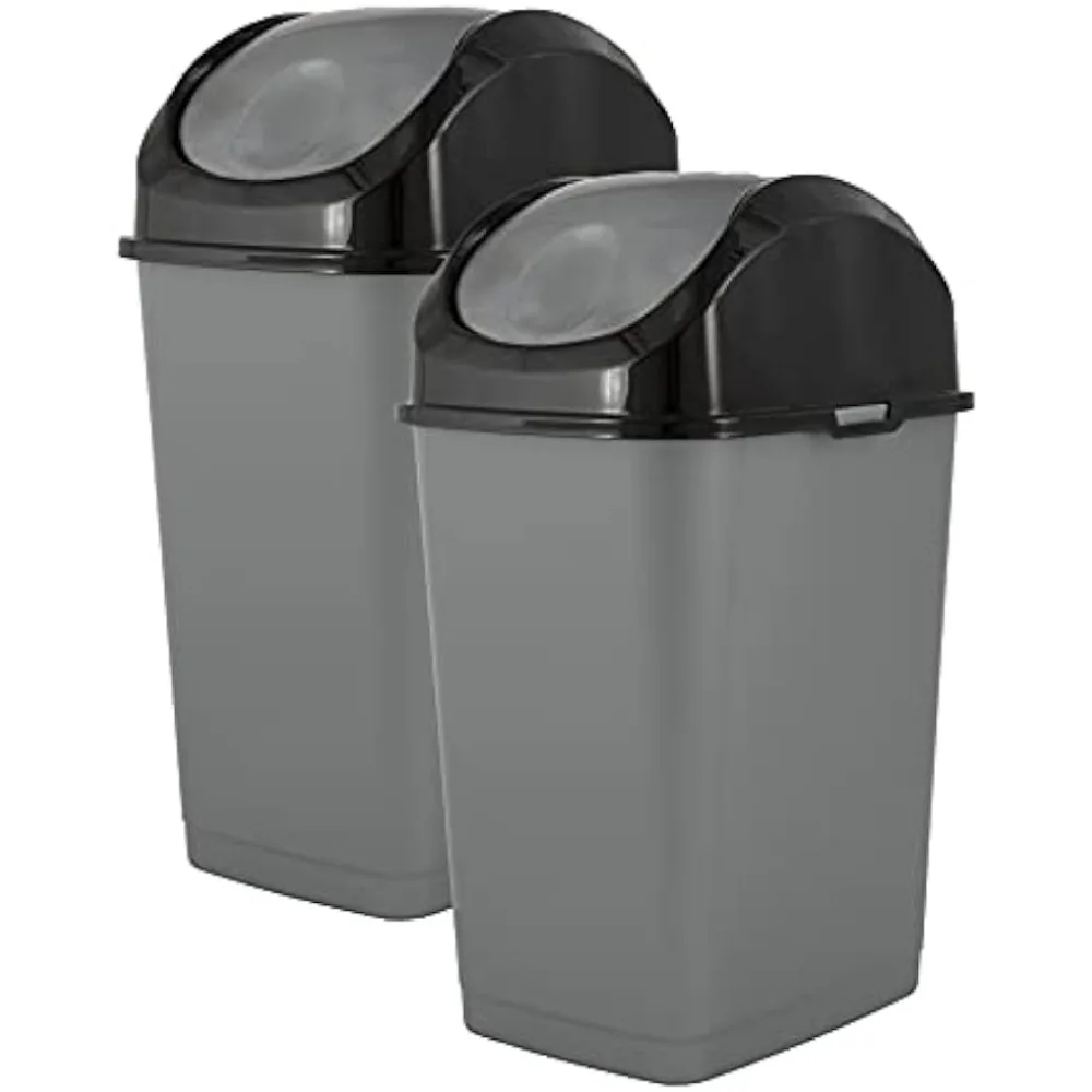 

Trash Can with Lid 9 Gallon Kitchen Garbage Can Bedroom Waste Basket Swing Top Trashcan Plastic Durable Waste and Recycle Bin