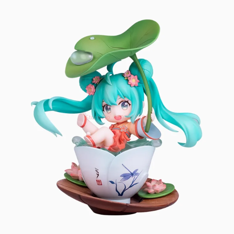 12cm Anime H Atsune Miku Lotus Pond Moonlight Q Version Kawaii Girl Action Figure Pvc Collection Model Doll Ornaments Xmas Toy