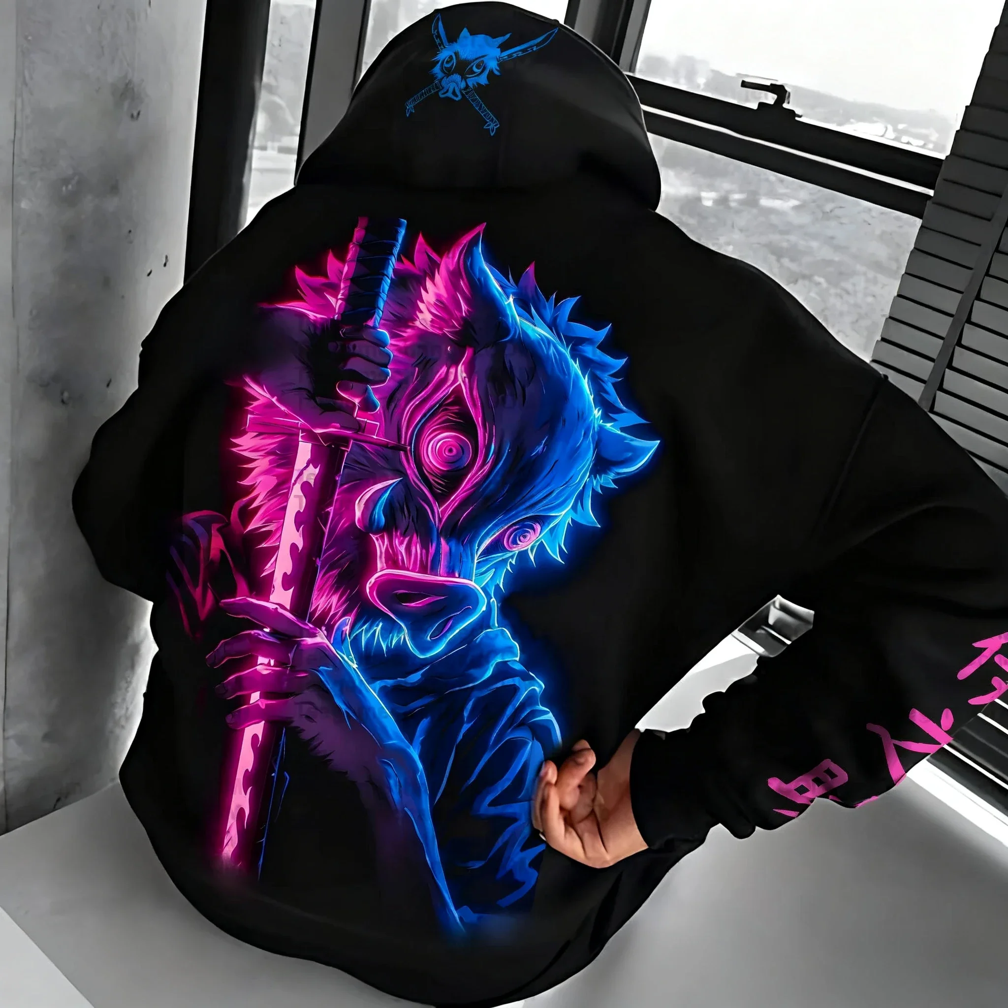 Demon Slayer Anime Perifere bedrukte hoodie 2026 Herfst en winter Nieuwe heren en dames Street Daily Loose Daily Sweater Top
