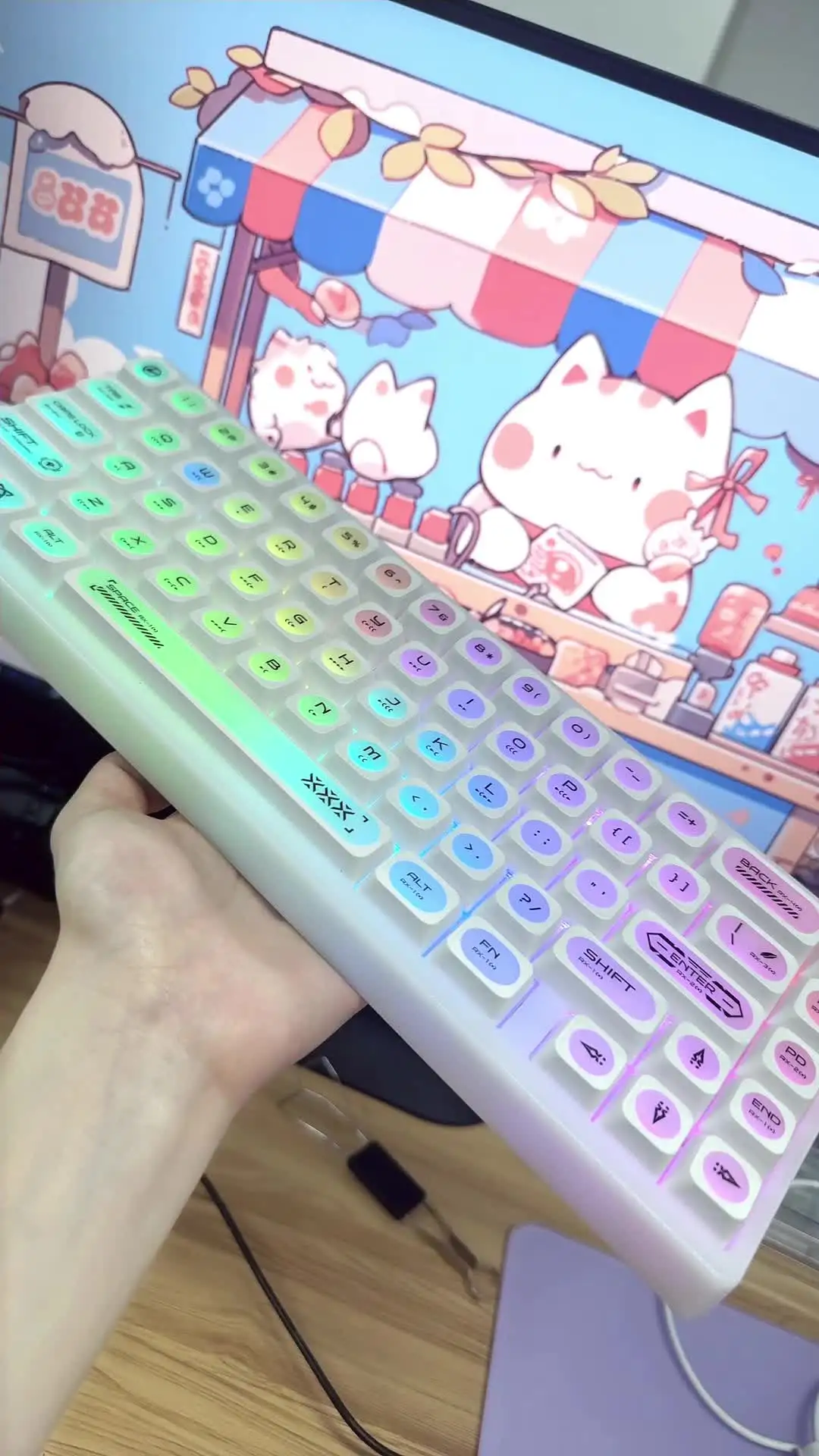 XVX White Cats Eye Keycap Set 136-Key PBT