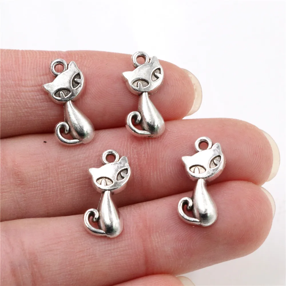 15pcs Charms cat fox 17x9mm Antique Making pendant fit,Vintage Tibetan Silver Plated  Bronze,DIY bracelet necklace