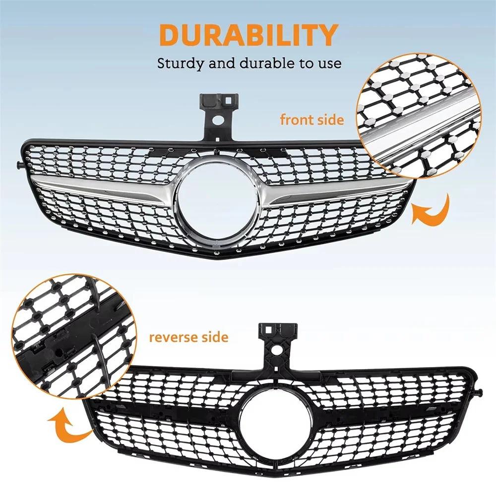 

Diamond Style Grille For Mercedes For Benz C Class W204 S204 C204 2008-2014 Car Front Bumper Grill Auto Upper Hood Grille