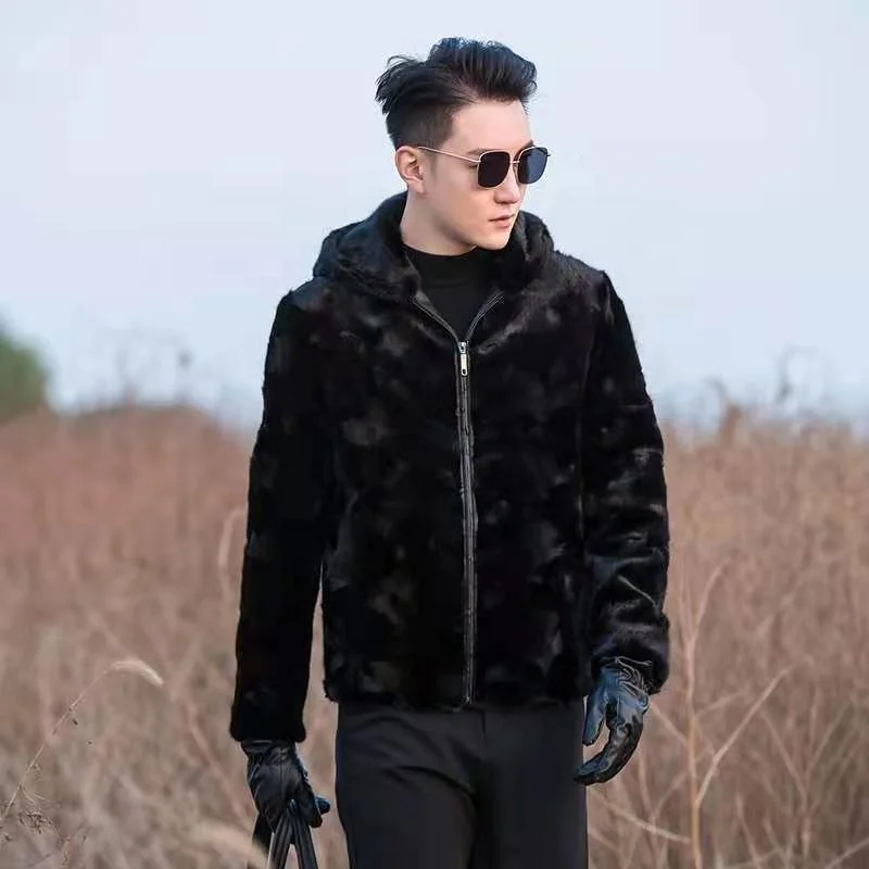 Winter Outdoor  Men  Mink   fur Coat    fashion mink  fur  jacket