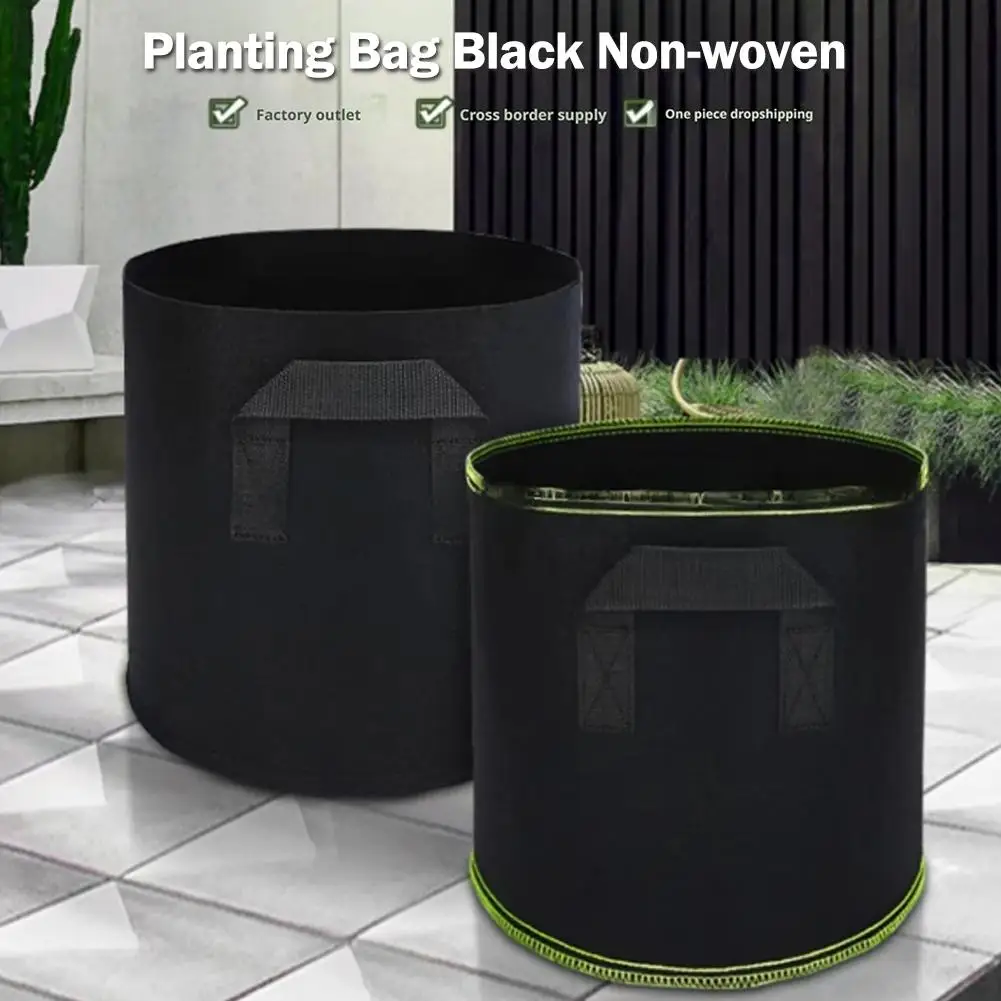 

1Pc Black Non-woven Planting Bag Tree Planting Bag Pot Sizes Bag Growth Multiple Seedling Growing Light-Permeable Breathabl I7U8