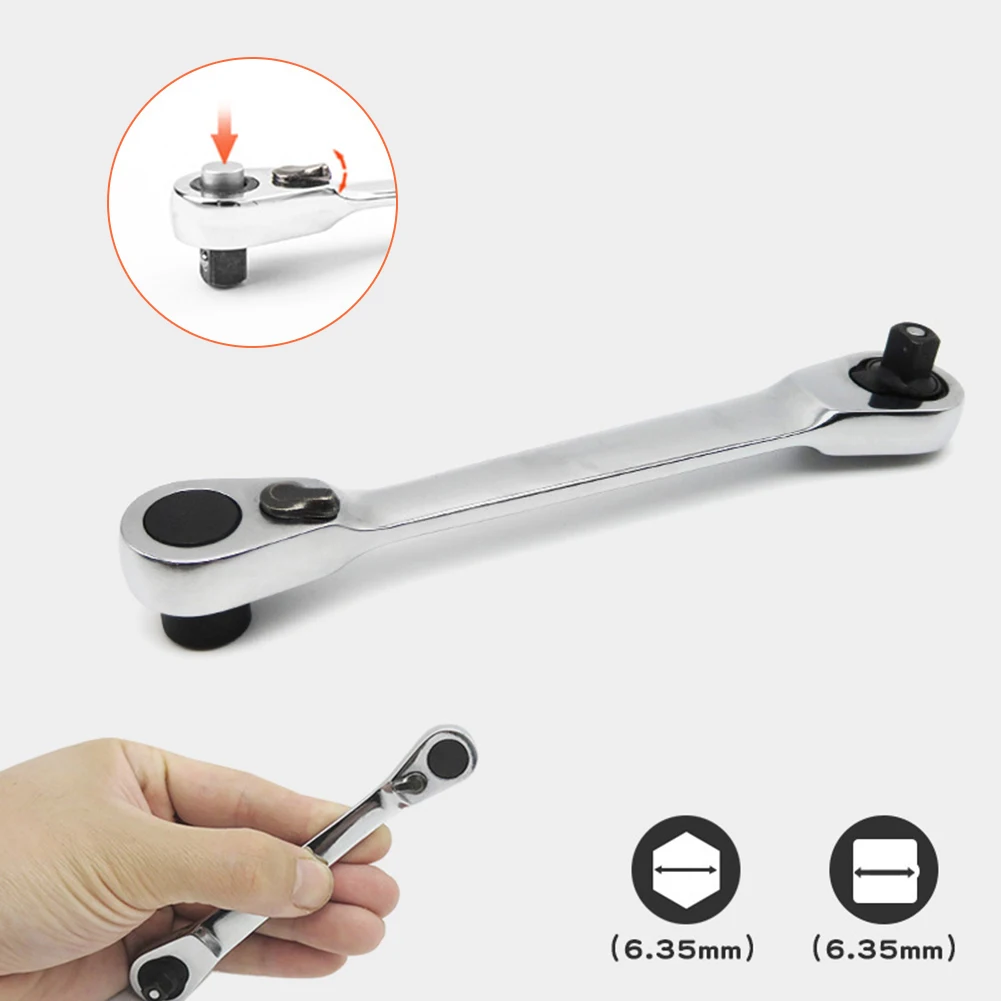 Mini Ratchet Wrench 1/4 Double Ended Quick Socket Ratchet Wrench 72 Teeth Quick Release Ratchet Wrench Multifunctional Hand Tool