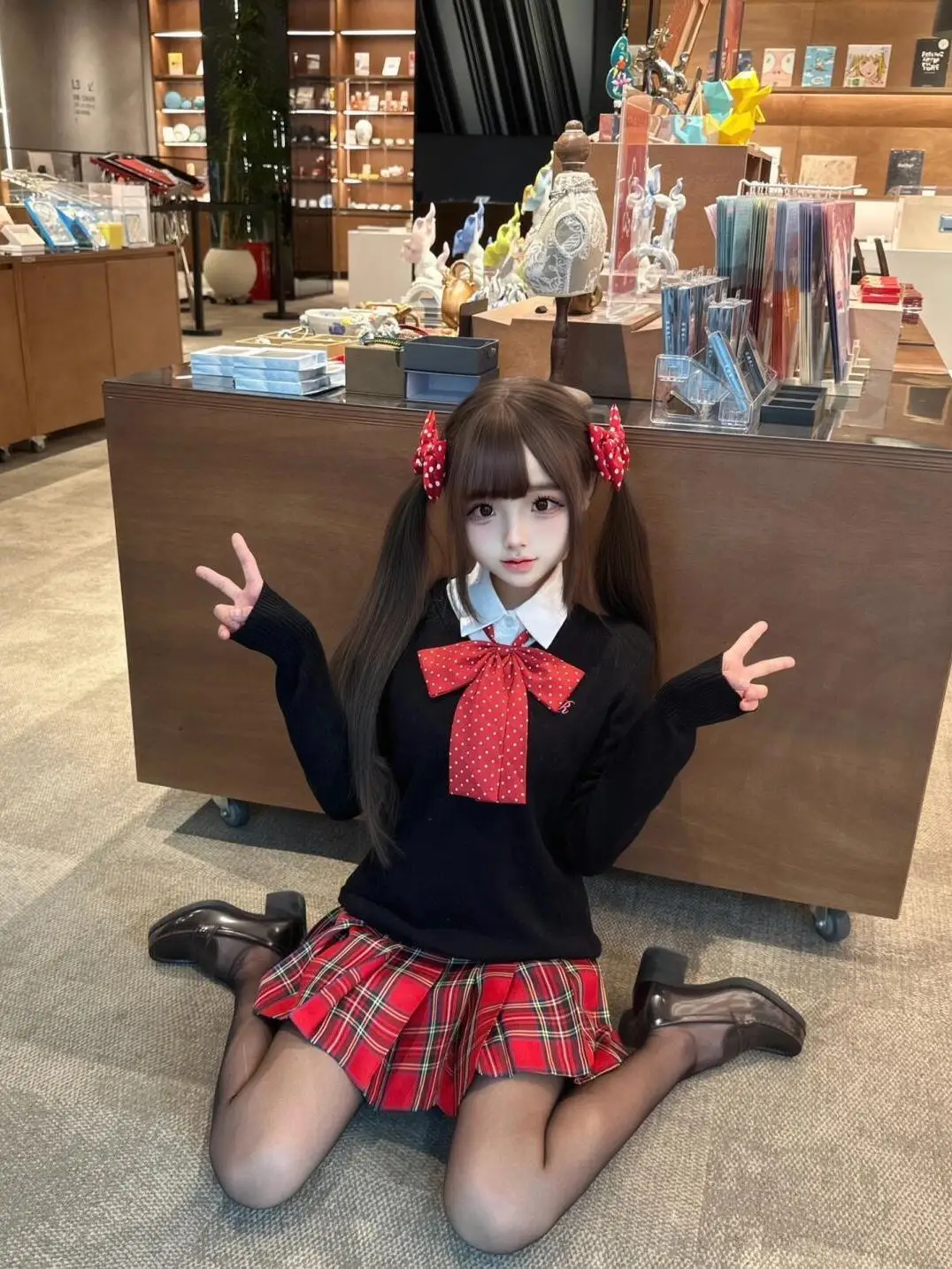 

Комплект: свитер и юбка в оригинальном дизайне, осенне-зимний, в стиле колледж, с узлом, средней длины, с завышенной талией, цвет «сладкий перец»