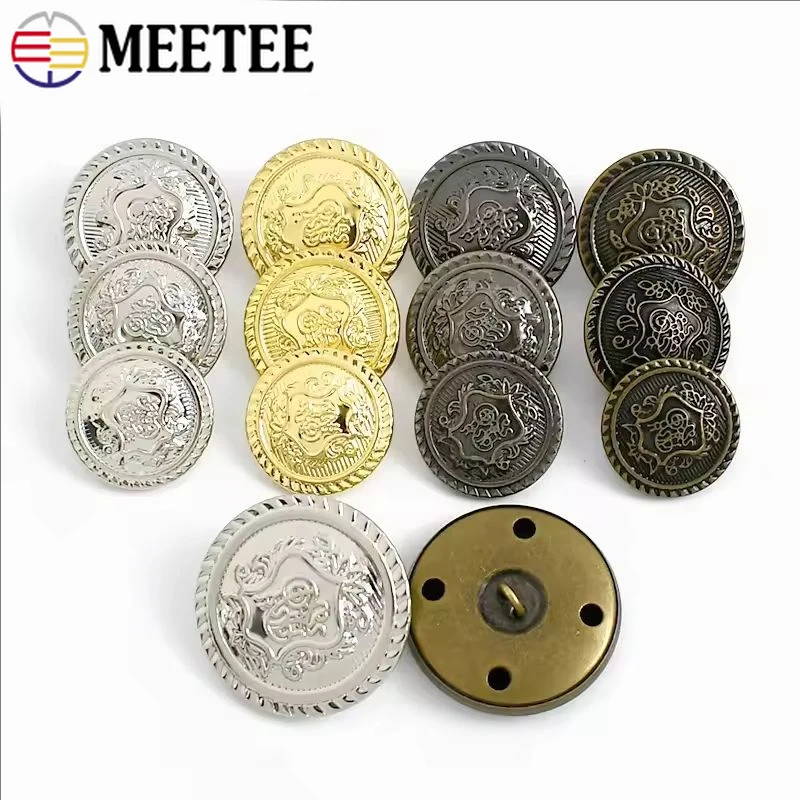 

10/20Pcs Meetee 15-25mm Coat Metal Shank Button Retro Decoration Buttons for Shirt Jeans Hollow Copper Buckle Sewing Accessories