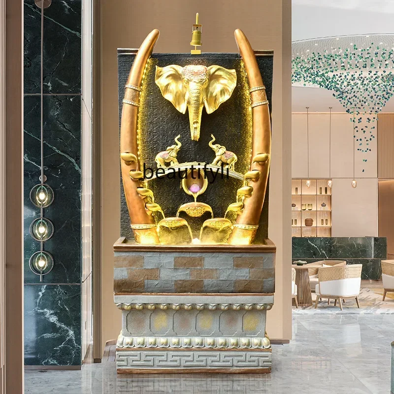 

cqyWater curtain wall, flowing water lucky ornaments, living room entrance floor fountain circulating water landscape company