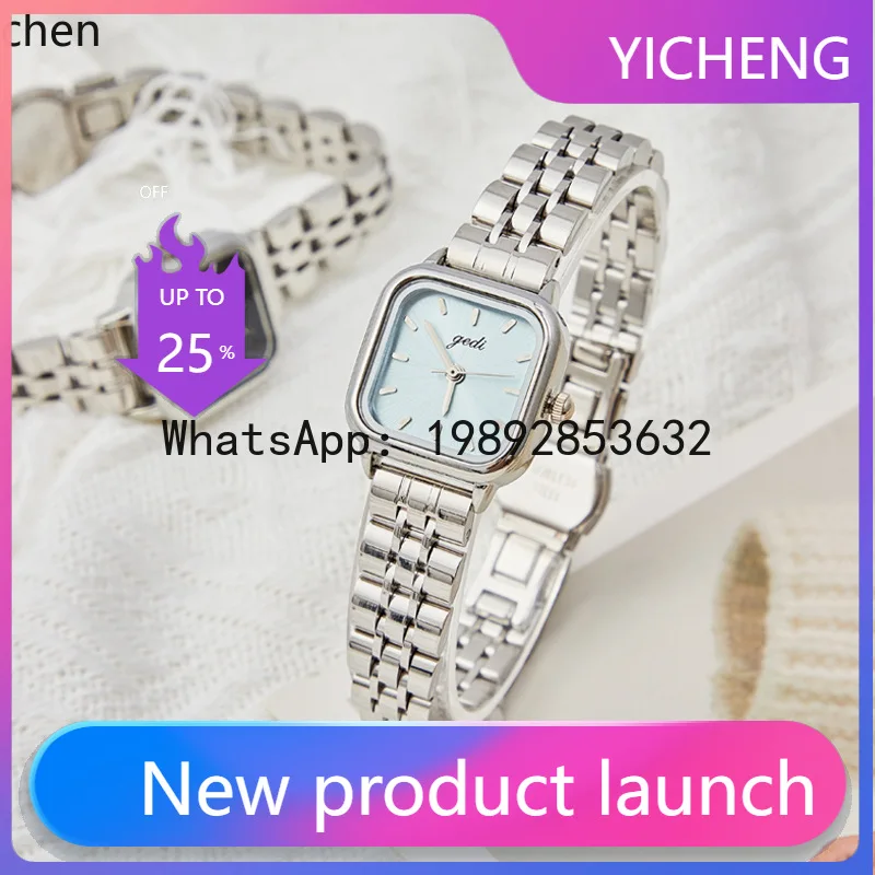 

ZZ women's watch is simple, exquisite, and sophisticated, a quartz watch for women with a niche square steel band design