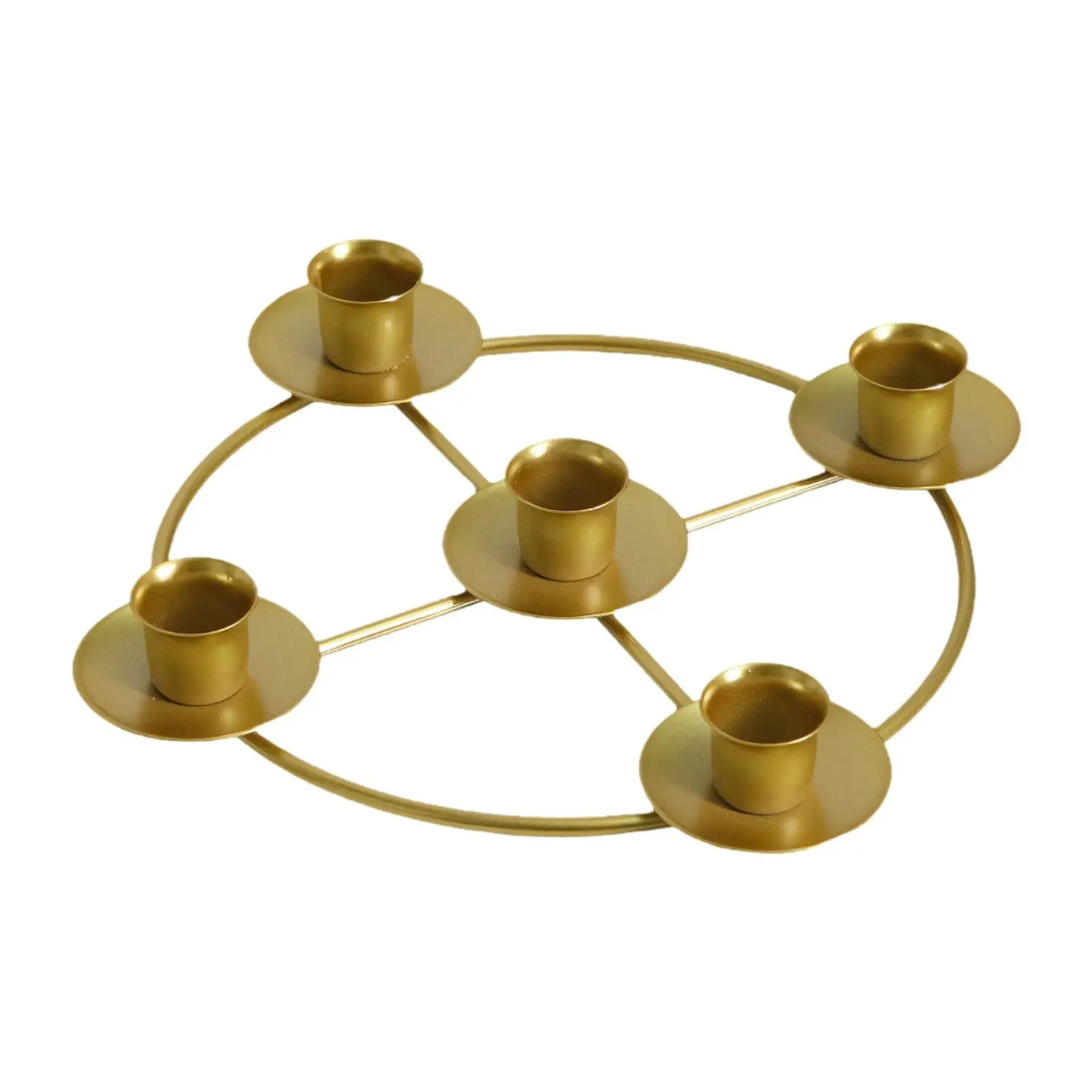 Five Candle Iron Advent Wreath Ring Christmas Candelabra Candlestick Centerpiece for Home Desktop Party and Weddings