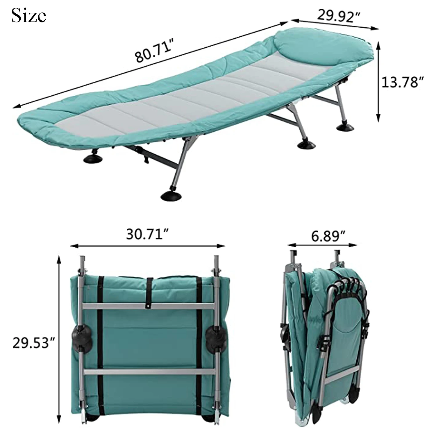 Outdoor Cotton Heavy Duty Adults Folding Clam Shell Bed Camping Padded Adjustable Camping Cot Full Size