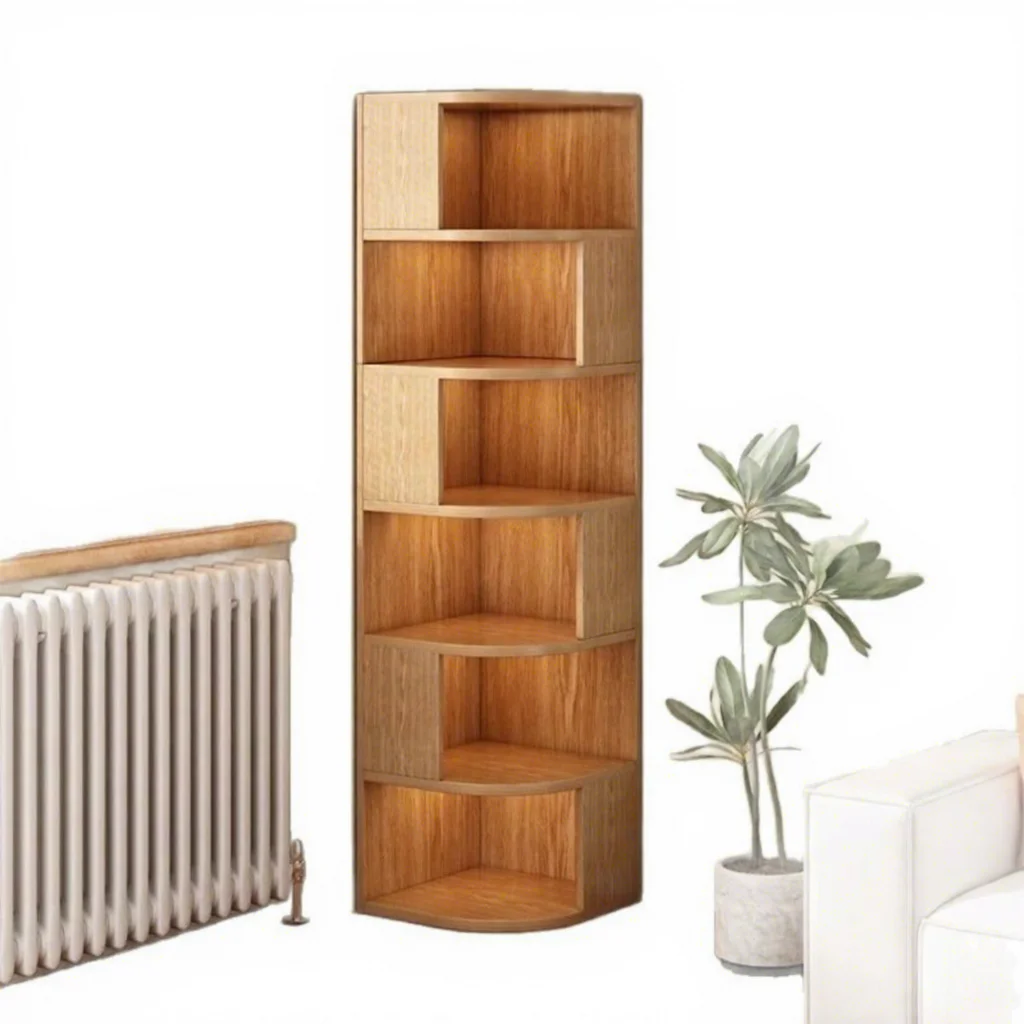 #Modern Wood Corner Cabinet With Triangle Shelf And Simple Locker For Bedroom And Living Room-Large Capacity Space Saving Storag