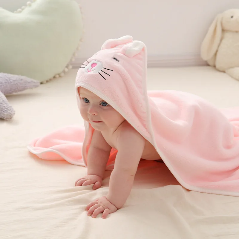 Serviette de Bain à Capuche pour Nouveau-né Garçon et Fille, Couverture Chaude, Motif Dessin Animé