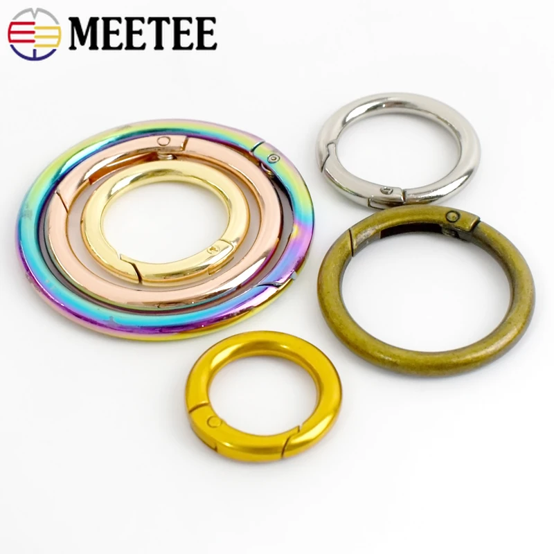 

10Pcs Meetee 10-50mm Metal Spring O Ring Buckle Bag Strap Connect Clasp Openable Keychain Snap Hook DIY Hardware Accessories