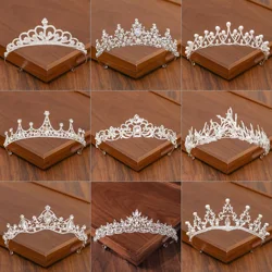 Wedding Hair Tiara Crystal Bridal Tiara Crown Silver Color Diadem Veil Tiaras Wedding Hair Accessories Headpieces Head Jewelry