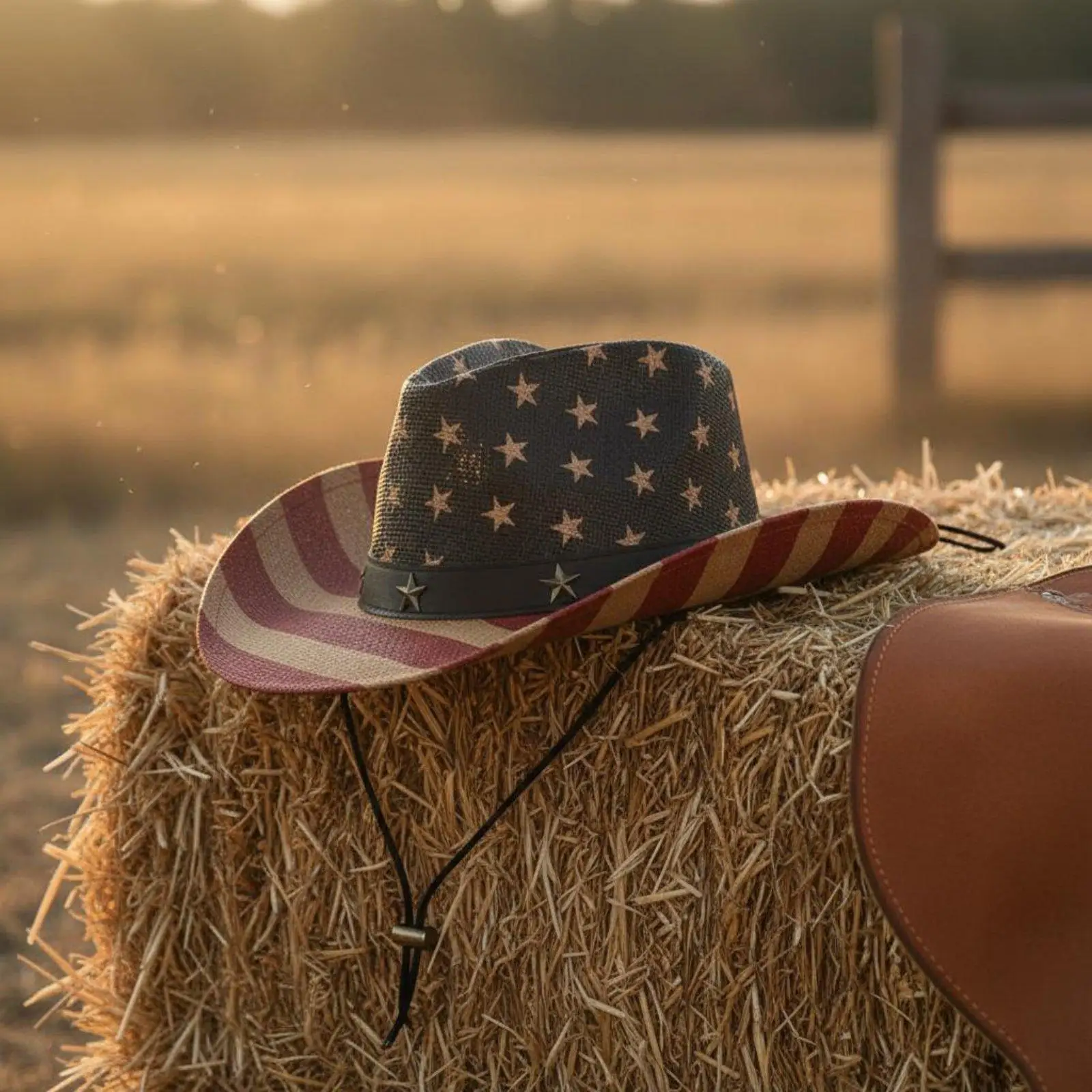 Patriotic Party Cowboy Hat Fabric Stars and Stripes Costume Accessory Event Hat for Independence Day