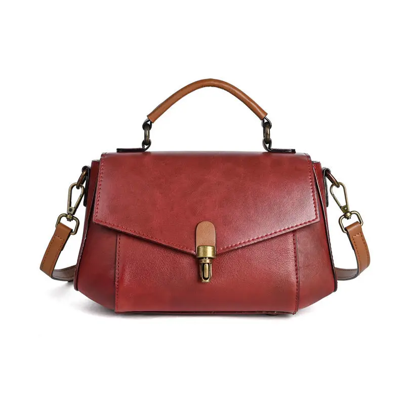 New Women's Package Vintage Leather Small Bag Cowhide Handbag Women's Styling Bag Mother bale Vegetable Tanned Leather Package