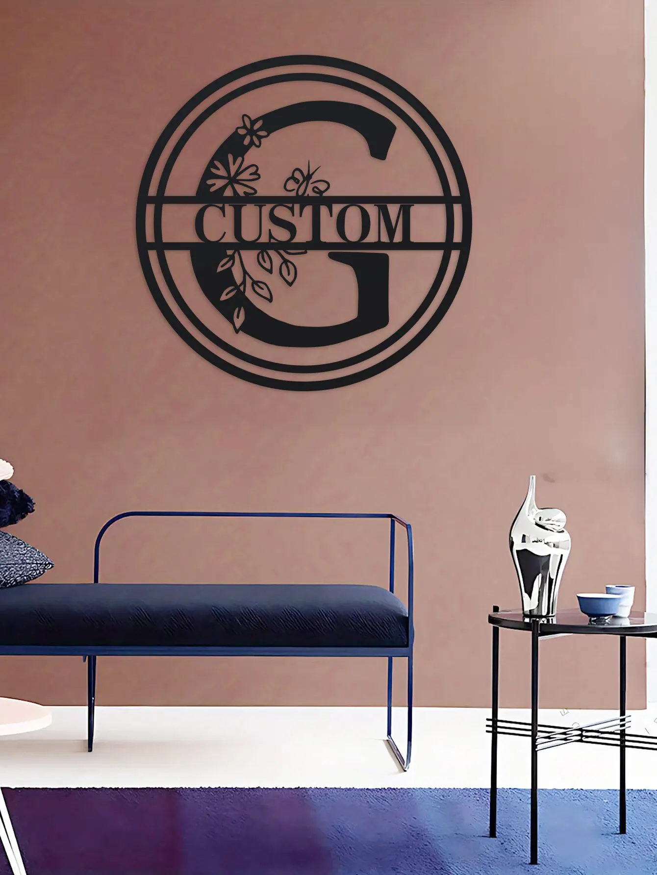 علامة معدنية اسم مخصص الرسالة الأولية حرف واحد فقط شخصية شريط معدني تسجيل الحديثة الصلب جدار معدني النحت قطع علامة ل Di #2