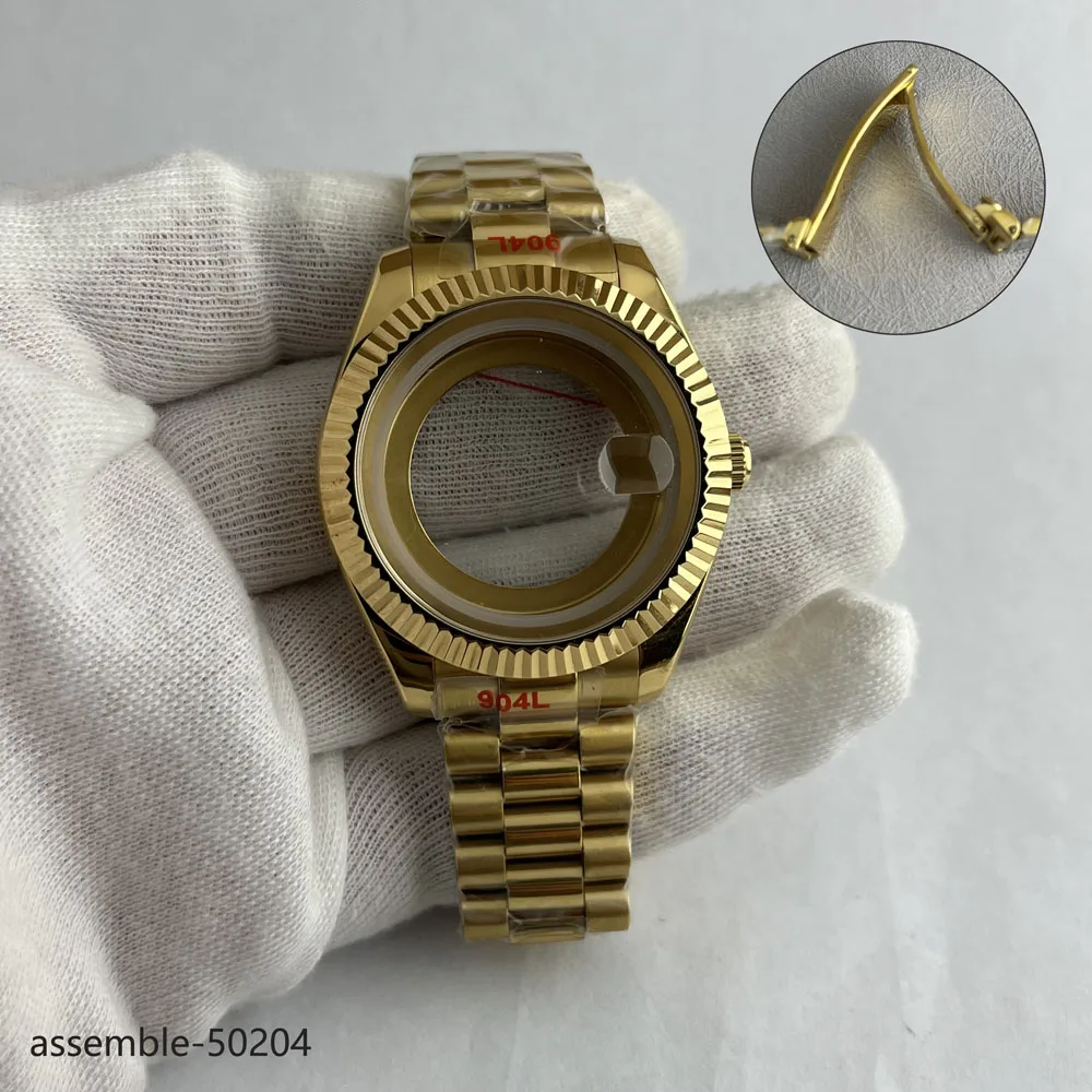 40mm Miyota 8285 watch case rose gold day_date with bracelet fit 29mm/31mm dial for Miyota 8285 automatic movement watchmods - Image 4