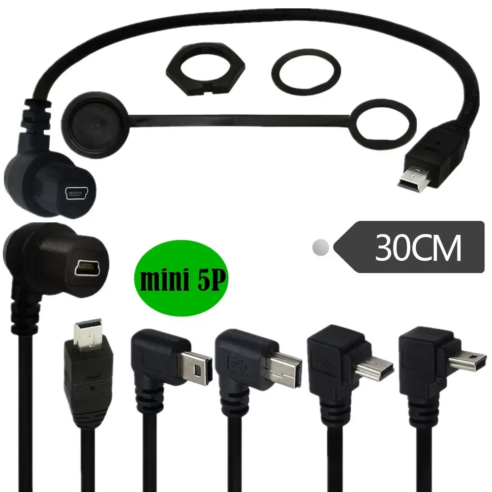 Mini 5Pin Male to Female AUX Flush Panel Mount Extension Cable for Car Truck Boat Motorcycle Dashboard.mini USB Extension Cable