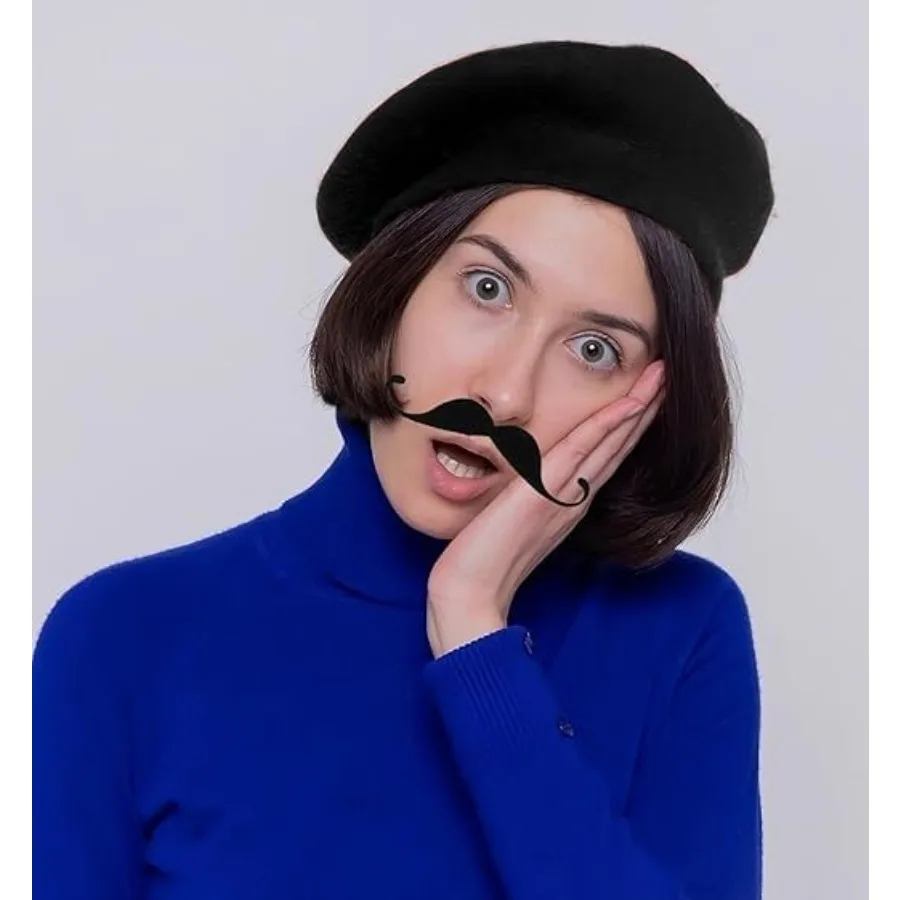 Берет французского человека, аксессуар для костюма с бородой на Хэллоуин для мужчин и женщин, шерстяная смесь, зимние теплые шапки-бини со стильным и уютным дизайном