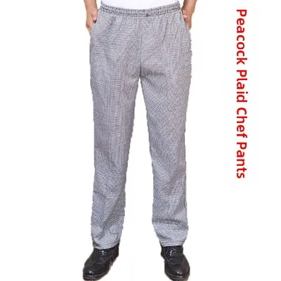 Black Chef Work Pants Full Elastic Waist Kitchen Uniform Striped Trousers Hotel Back Kitchen Uniform Youth Workwear Spring