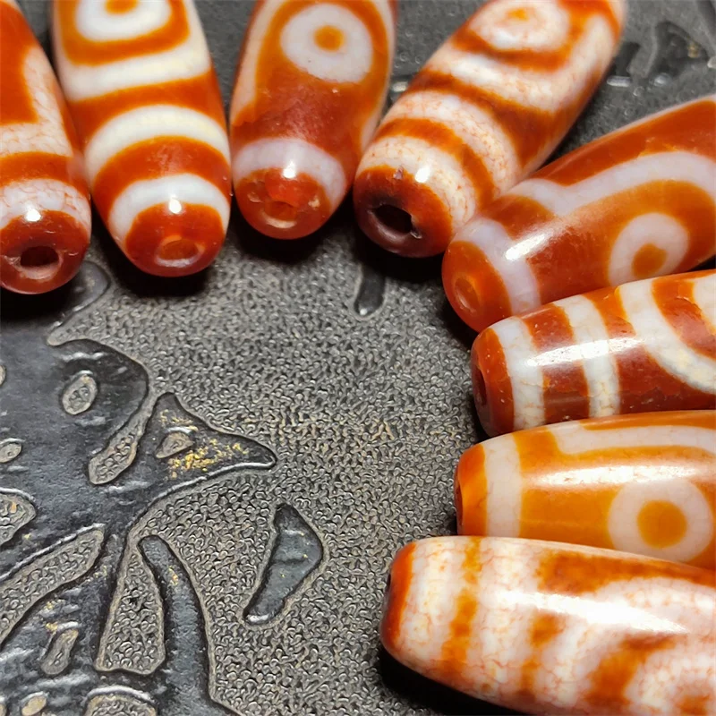 30*10mm Oval Red Agate Tibetan 2 Eyes Patterns Dzi Beads for DIY Making Men&Women Amulet Bracelet Necklace Jewelry Free Shipping image 4