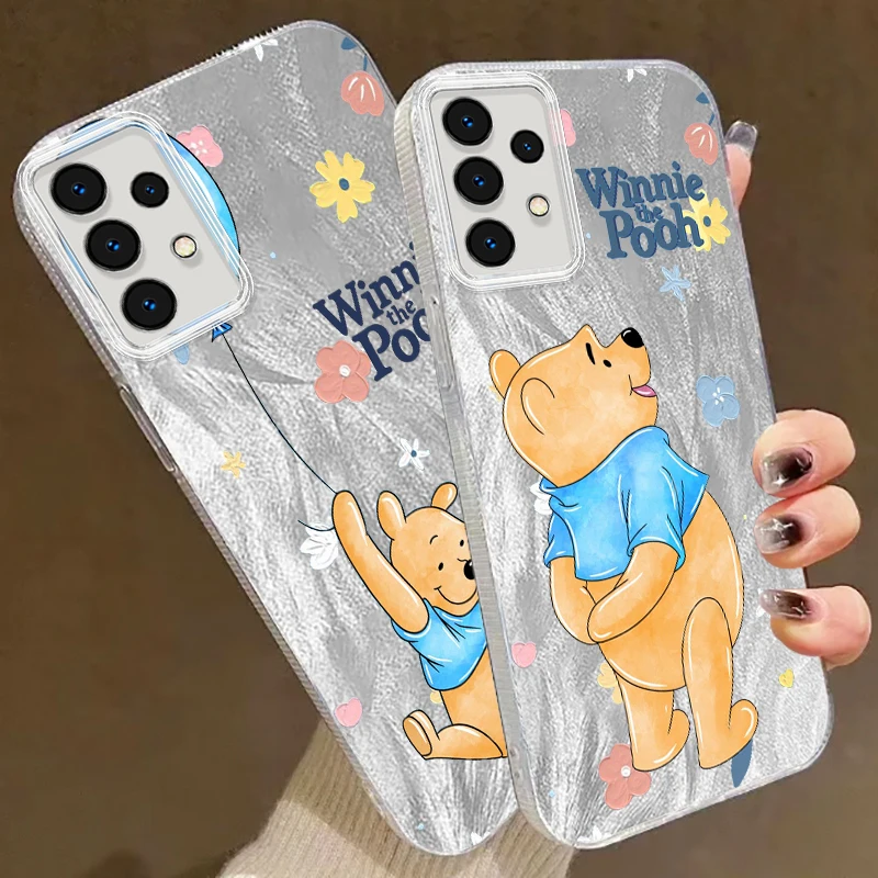 Winnie The Bear Disney For Samsung A73 A72 A71 A55 A54 A53 A52 A51 A35 A34 A32 A13 A12 A05 A04 5G Feather Yarn Funda Phone Case