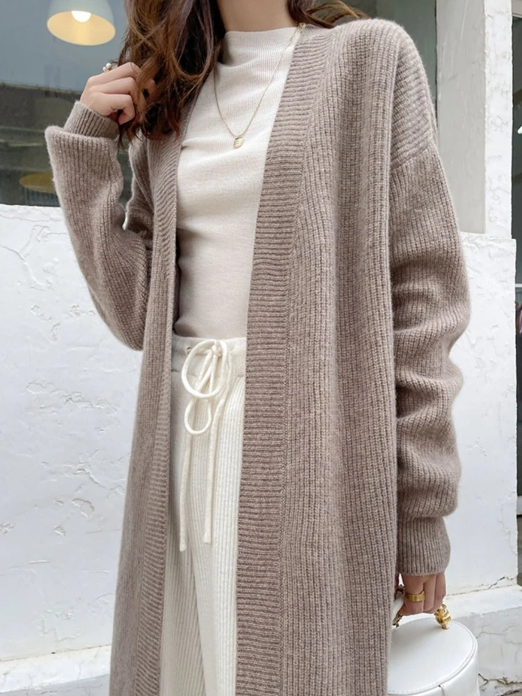 

Women s New Fall Winter Post Apocalyptic Knit Cardigan Laid Back Oversized Versatile Mid Length Heavy V Neck Sweater Outerwear