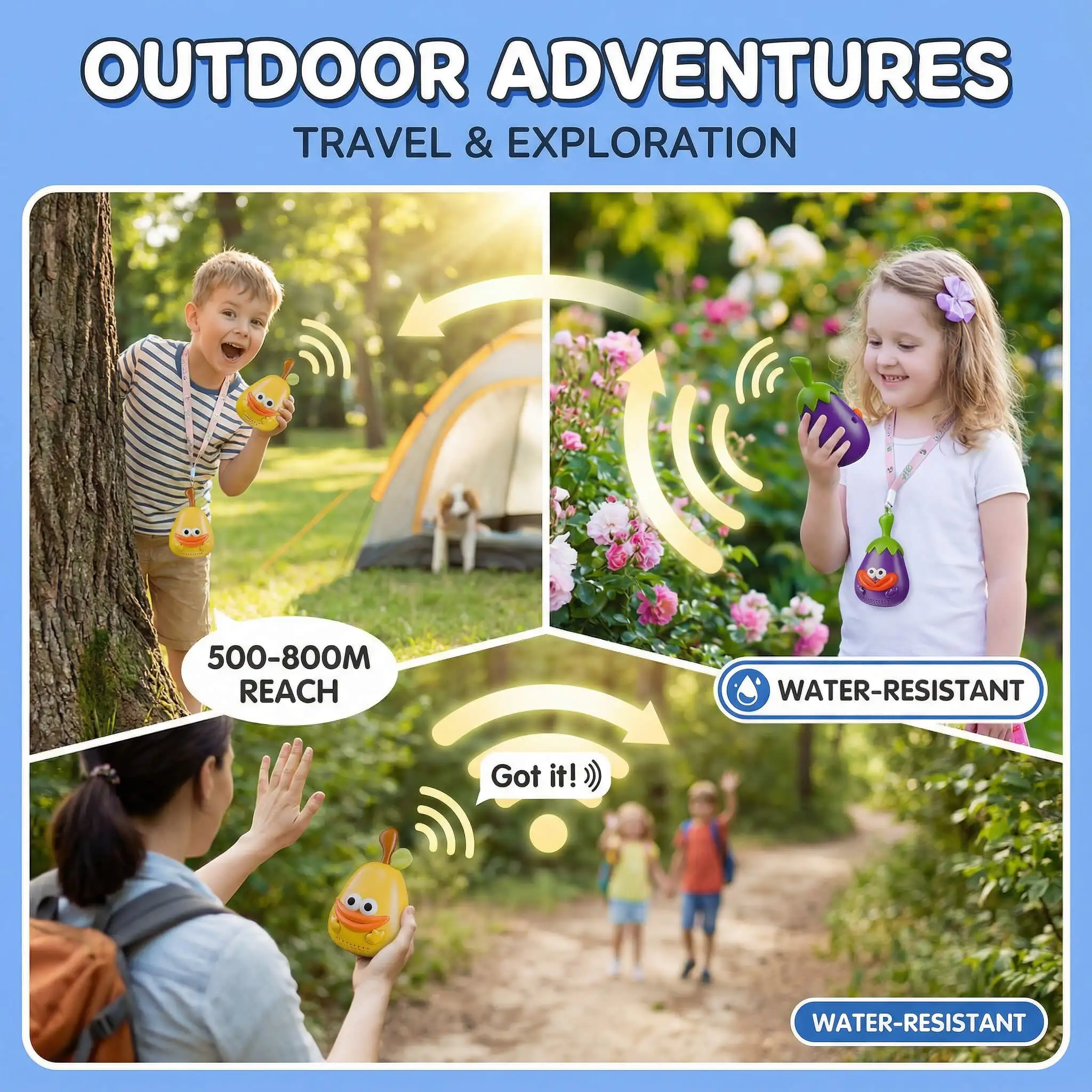 Brinquedos Walkie Talkies para Crianças: Brinquedos de Frutas Pacote com 2 Presentes de Aniversário para Meninas e Meninos de 3 a 12 Anos, Jogos ao Ar Livre, Natal