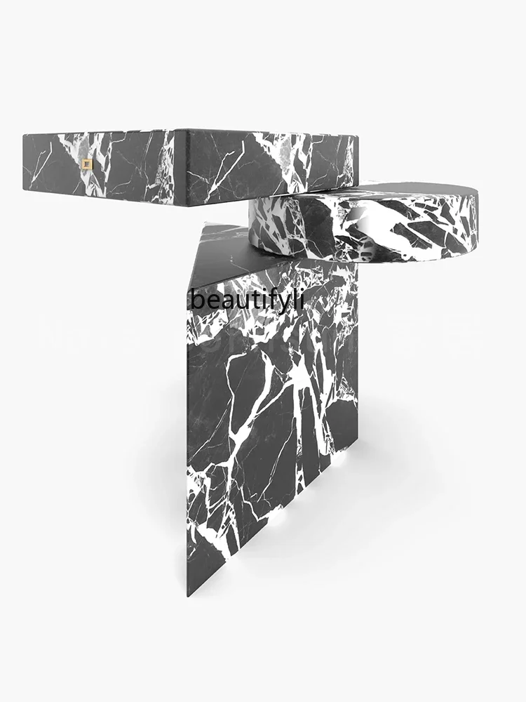 

Black marble sofa side table, simple modern bedroom leisure table, ornaments, side table, custom