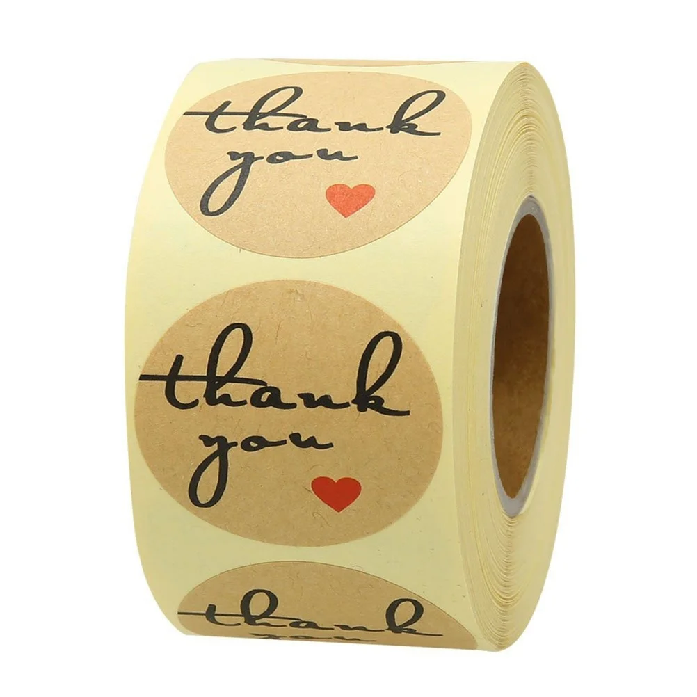 1 Rolle 500 Stück Kratzaufkleber Kraftpapier Danke DIY Handwerk Lebensmitteletiketten Selbstklebende abnehmbare Aufkleber Geschenkaufkleber