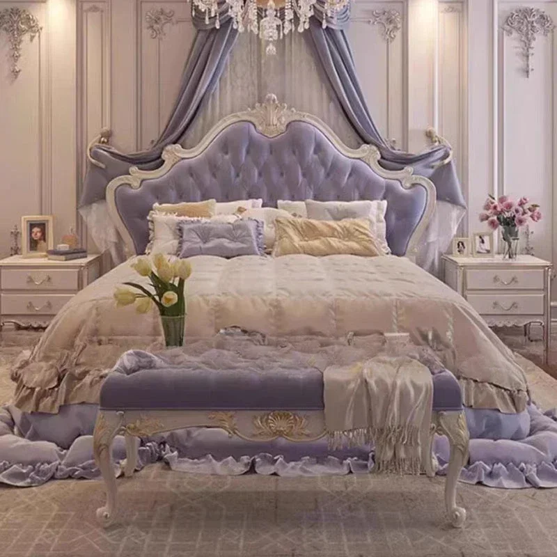 

Luxurious Headboard Nordic Bed Frames Queen Modern Shelves Wood Twin Bed Frame Platform Sleeping Letto Matrimoniale Furniture