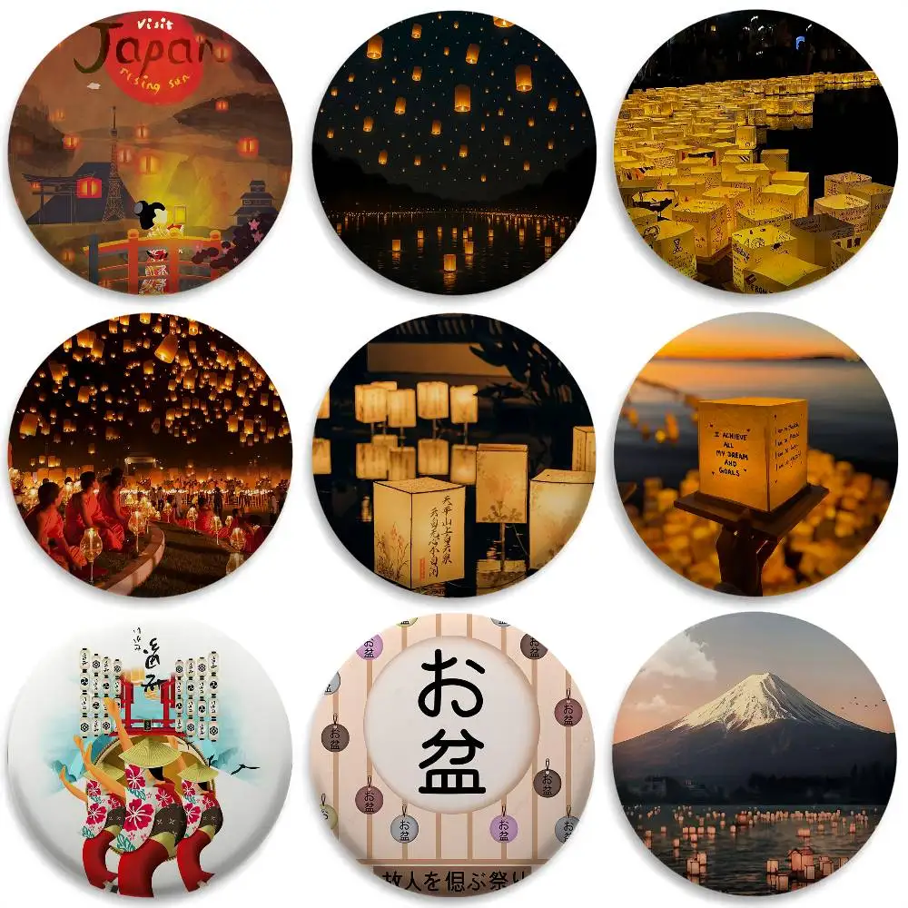 

Obon Festival Retro Badges Round Exquisite Badge Brooches Creative Pins For Clothes Hat Backpack Gift Accessories