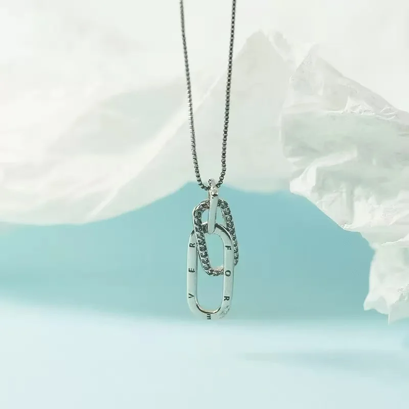 Women's 925 Silver Geometric Pendant Choker, Modern Style