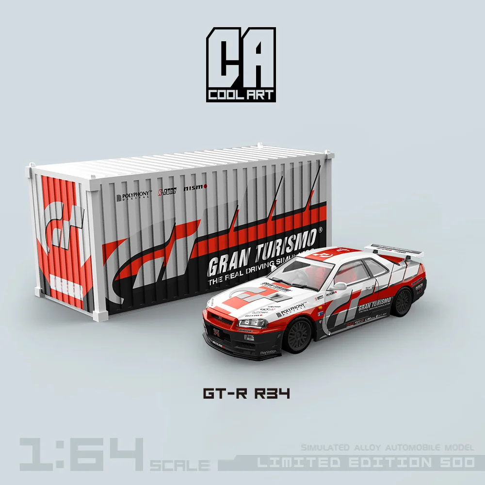 Cool Art 1:64 GT-R R34 Modelo de carro de liga de simulação de pintura de corrida para coleção e exibição * presente