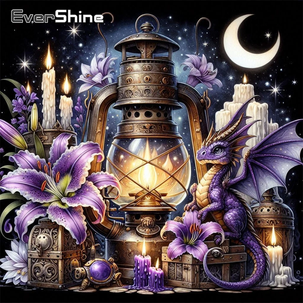 Evershine Diamant Malerei Öl Lampe Landschaft DIY Acryl Handwerk Liefert Drachen Diamant Mosaik Dinosaurier Blume Kind Hobby