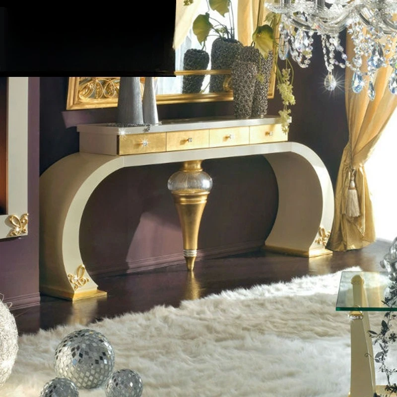 bedroom neoclassical solid wood carving flower makeup table luxury large apartment foyer entrance desk entrance table