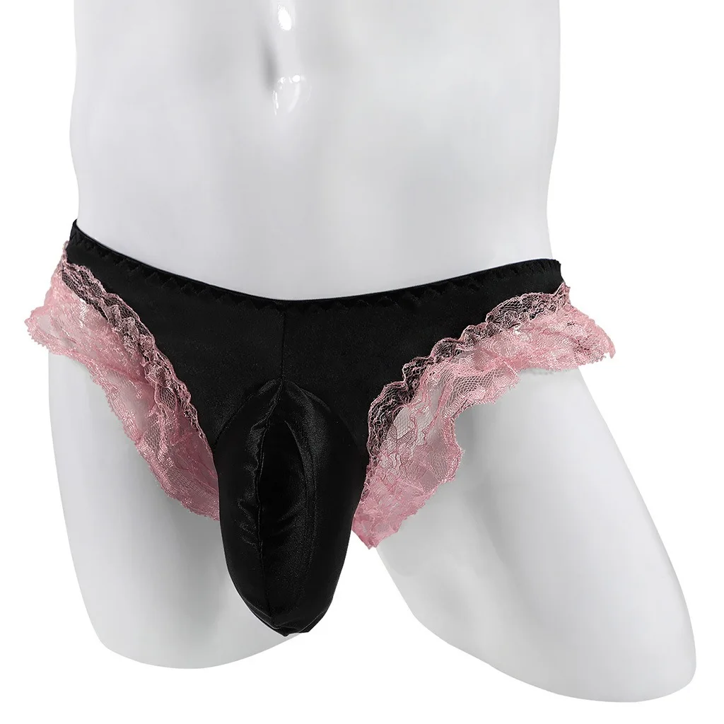 ملابس داخلية مثيرة للرجال المثليين مثيرة منخفضة الارتفاع حقيبة القضيب T الظهر ثونغ الدانتيل تكدرت الربط Underpant مرونة رقيقة الراحة g-سلسلة #1